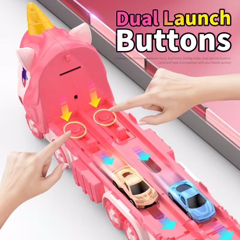 Cute  Transforming Truck Toy Expandable Racetrack & Vehicle Storage Set Portable Carrier With Mini Cars Toy For Girls Ages 3 And Up,Pickup Only