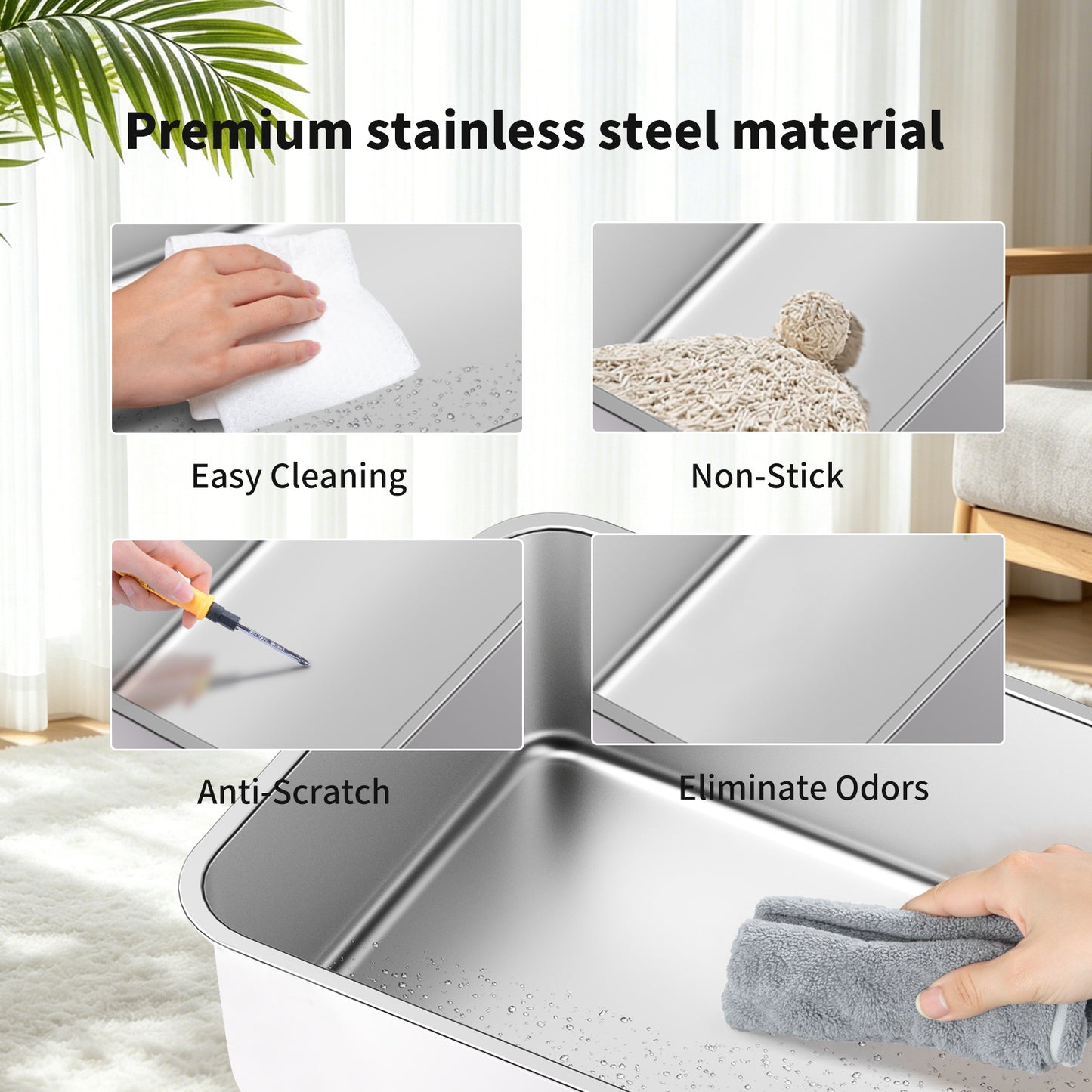 Only Self Pickup---All-stainless Steel Cat Litter Box - K1