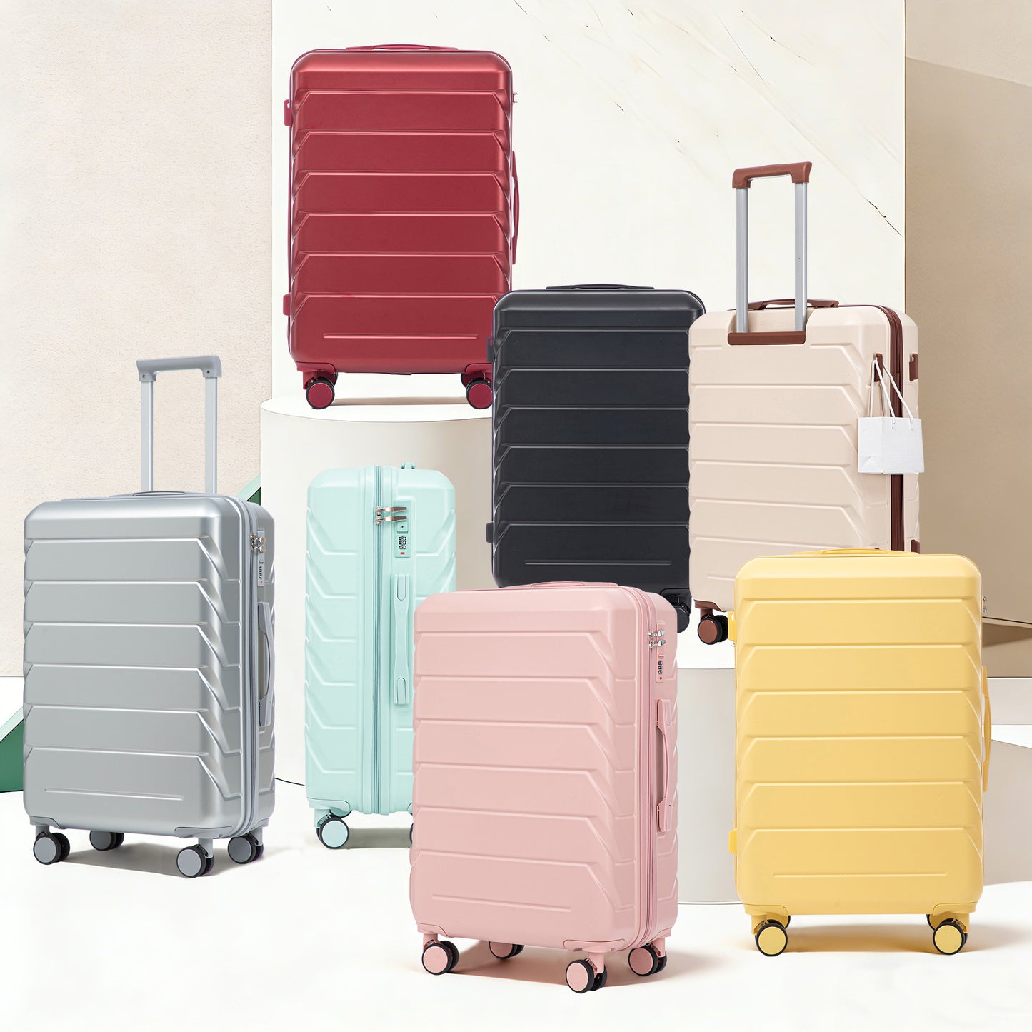 28 Inch ABS Hard Shell Large Travel Checked Luggage - Scratch Resistant Surface Four Multi-Directional Wheels,  With Combination Lock And Side Hooks Black