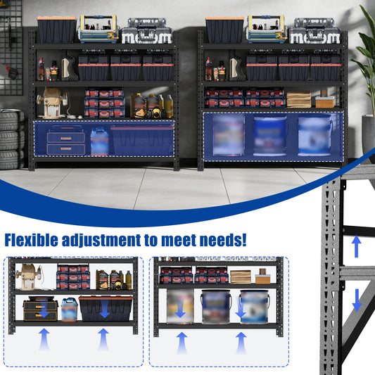 Heavy Duty Garage Shelving 6000LBS, Extra Wide Metal Adjustable Shelves  69H X 75W X 23.7D  Industrial Storage Unit For Warehouse, Black