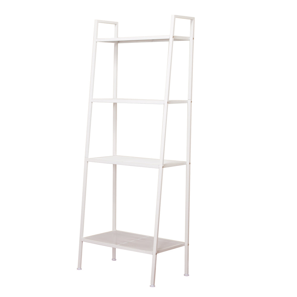 Widen 4 -Tiers Bookshelf,Bamboo White Bookshelf, 4-Tier Ladder Shelf, 57.87Inch Freestanding Open Bookcase Book Shelf Bathroom Storage Shelf Unit Plant Stand For Small Space, Bedroom,Ivory White