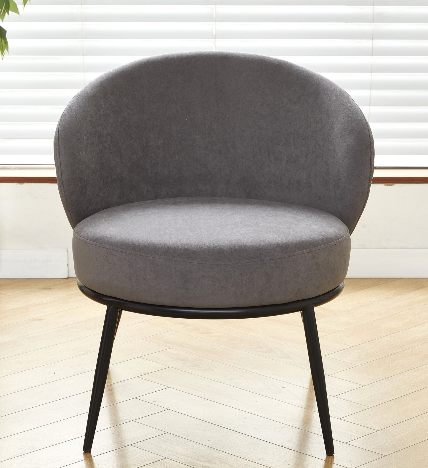 Round Velvet Accent Chair, Mid-Century Modern Upholstered Armchair With Metal Legs, Comfy Barrel Side Chair For Living Room Bedroom