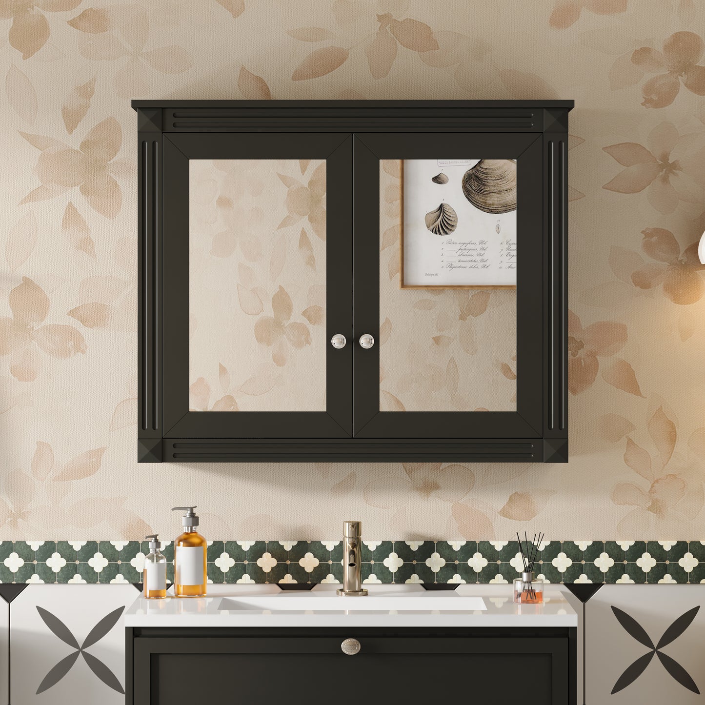 36   X 28   Medicine Cabinet, Wall Mounted Bathroom Storage Cabinet, Modern Bathroom Wall Cabinet With 2 Mirrors, Medicine Cabinet, Mirror Cabinet With 2 Adjustable Shelves