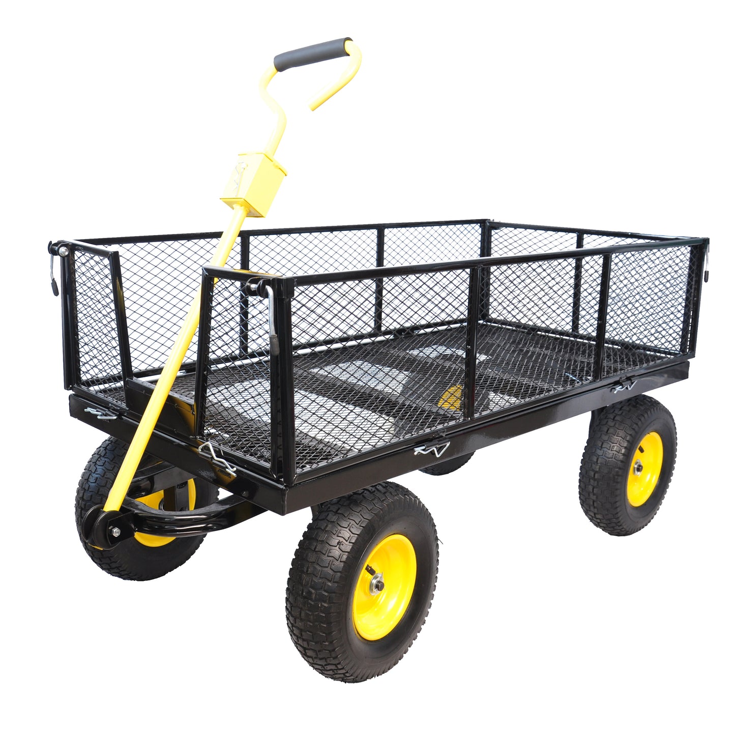 BIG  Wagon Cart Garden Cart Trucks Make It Easier To Transport Firewood Yellow Black Maximum Static Load Is 880 Lbs.