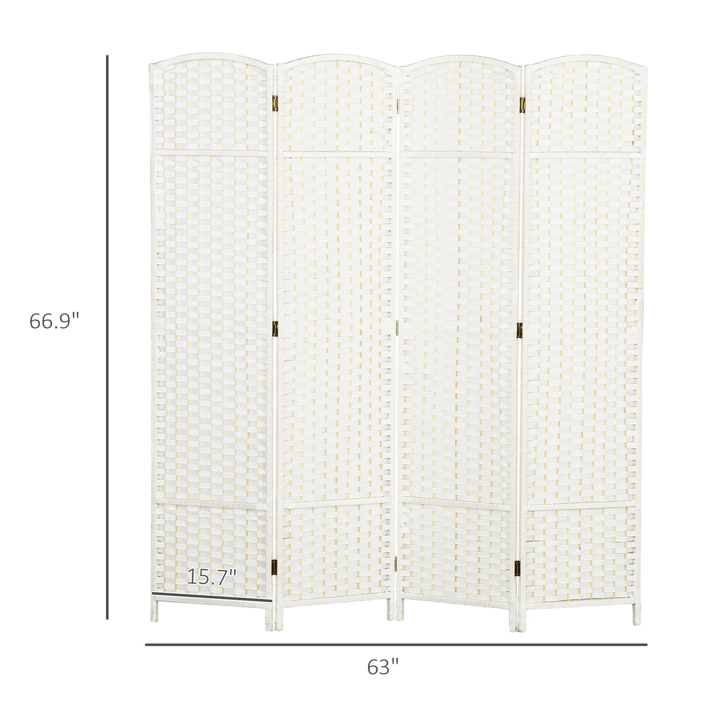 Folding Room Divider Screen 4 Panel 5.6 ' Tall Privacy Screen Freestanding Room Partition For Home Office, White