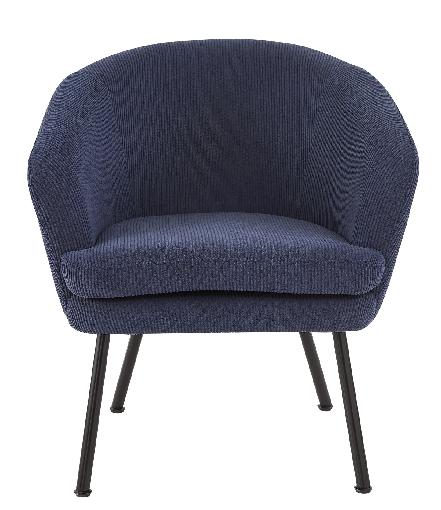 Corduroy Accent Chair With Black Metal Legs, Modern Upholstered Armchair, Comfy Barrel Chair For Living Room Bedroom