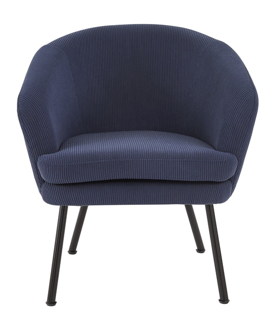 Corduroy Accent Chair With Black Metal Legs, Modern Upholstered Armchair, Comfy Barrel Chair For Living Room Bedroom