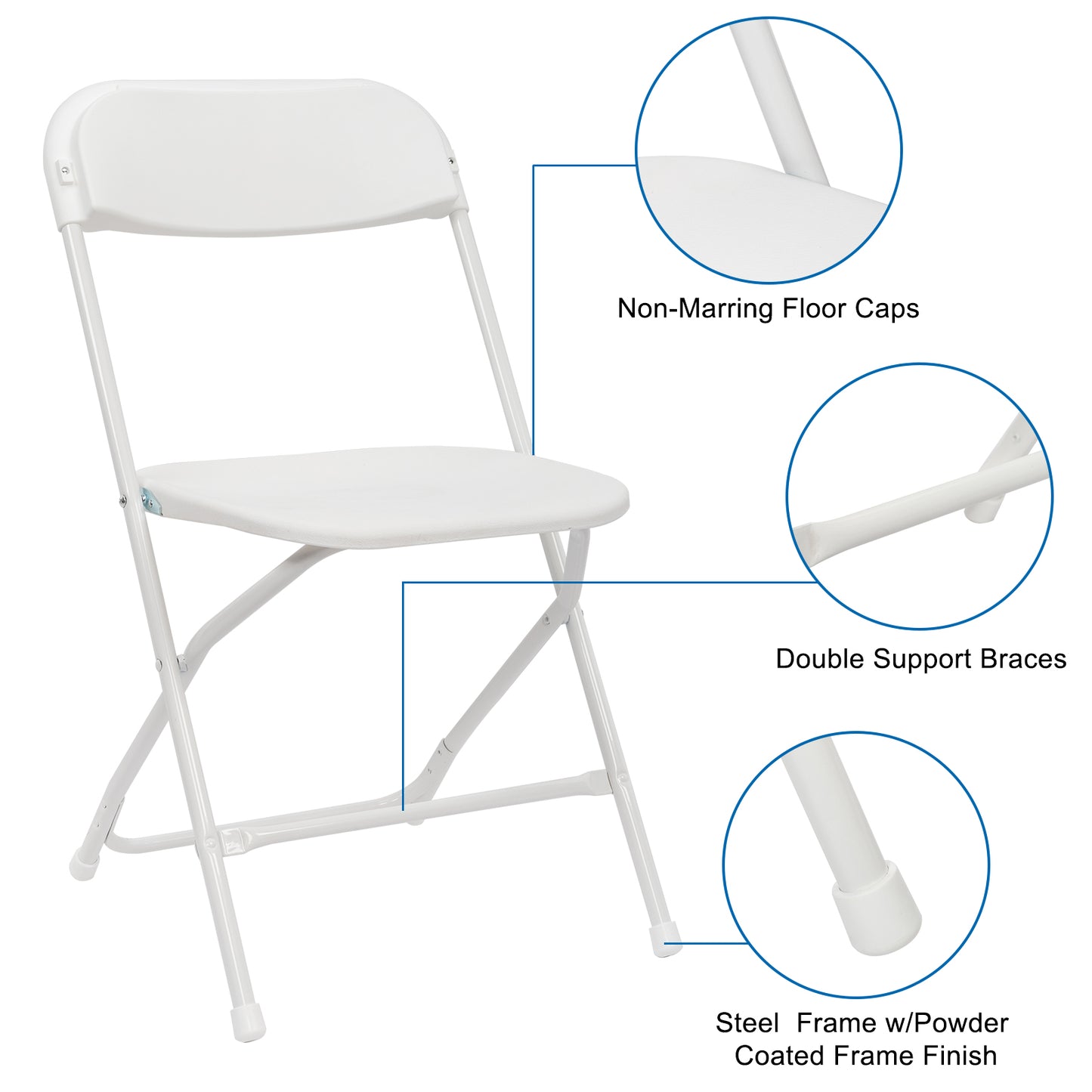 6 Pcs Folding Chair, 350LBS Lightweight Foldable Plastic Chair, Reinforced Metal Frame Easy To Fold & Store For Indoor & Outdoor, Wedding, Party, Meeting Room, Patio And Garden