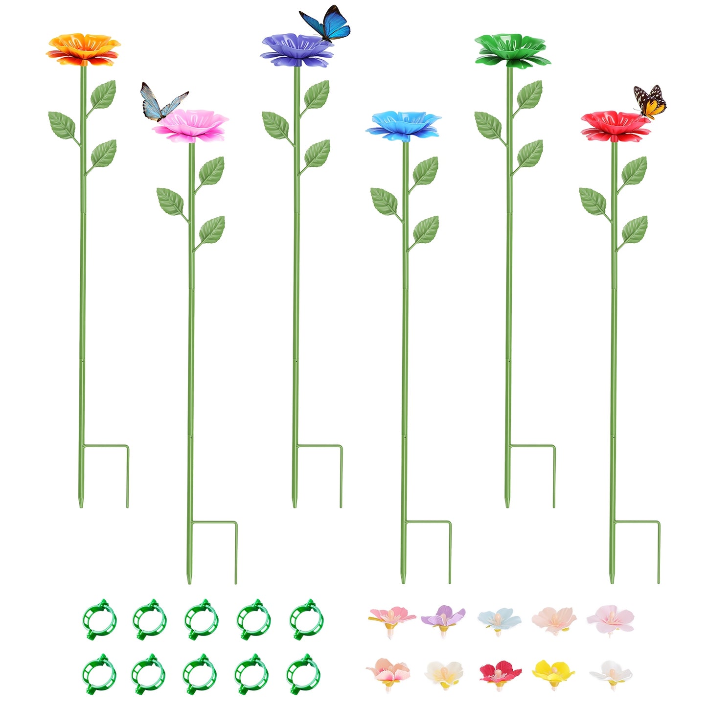 Outdoor Pollinator Water Stakes, Flower Design Bee Butterfly Waterer, Weather Resistant Anti-Drowning Basin For Yard Garden Landscape