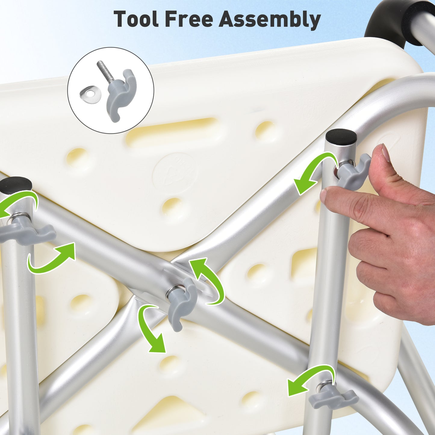Shower Chair, Mobility Medical Grade Bath Chair, Adjustable Shower Bench With Removable Armrests For Seniors, Handicap, Disabled