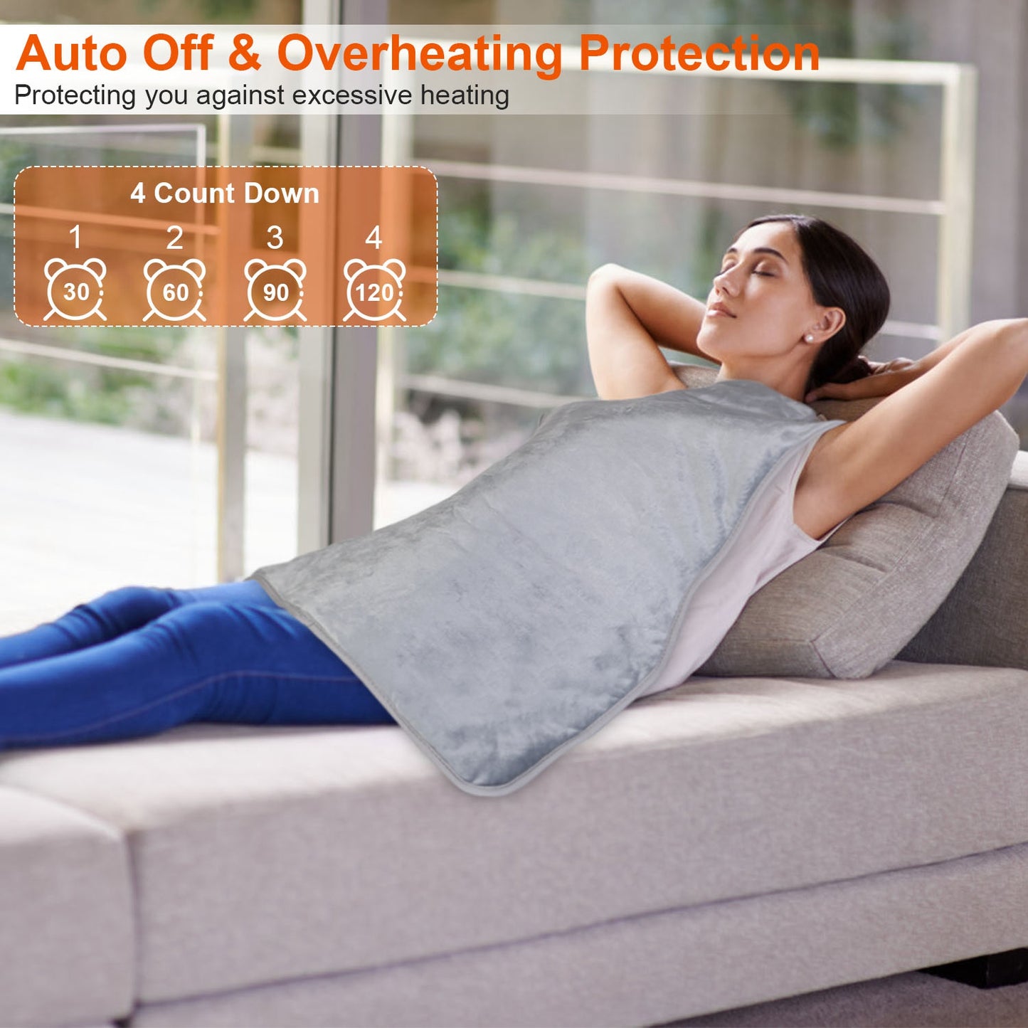 1Pc 36.6x22in Electric Heating Wrap For Neck Shoulder Fast Heating Pad Mat Heated Neck Wrap For Back Pain Relief With 6 Temperature Settings 4 Timer Modes Machine Washable For Valentines Day Gift