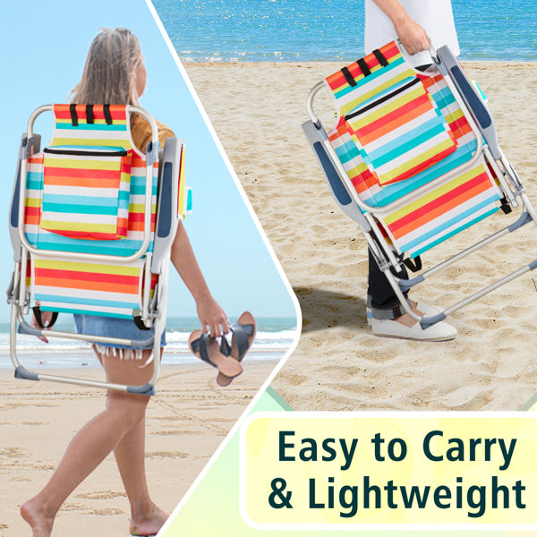 63X70X99cm Rainbow Stripes Aluminum Beach Chair, Oxford Fabric, Silver Aluminum Tube, 1 0 0kg, Elevated Model, N001