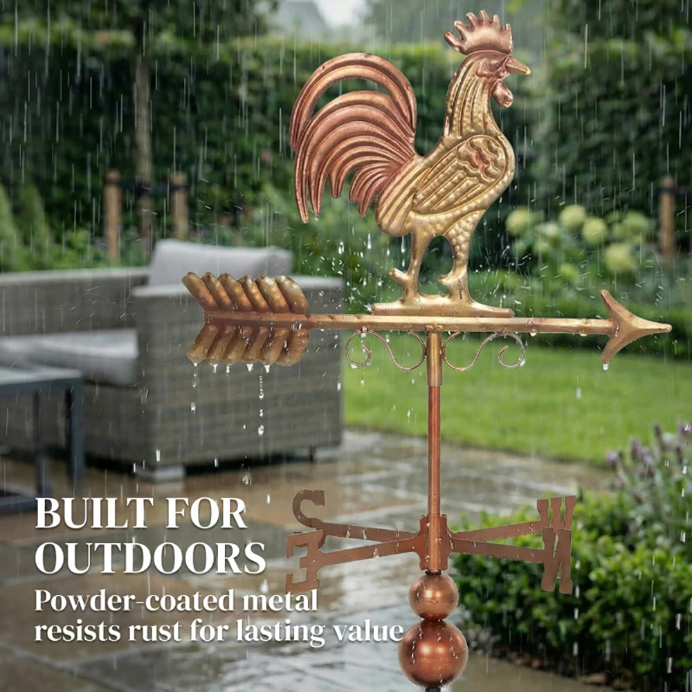 Metal Rooster Weathervane, Roof Mount Wind Direction Indicator, Outdoor Weather Vanes For Decorates Roofs, Gardens, Gazebos And Farmhouses