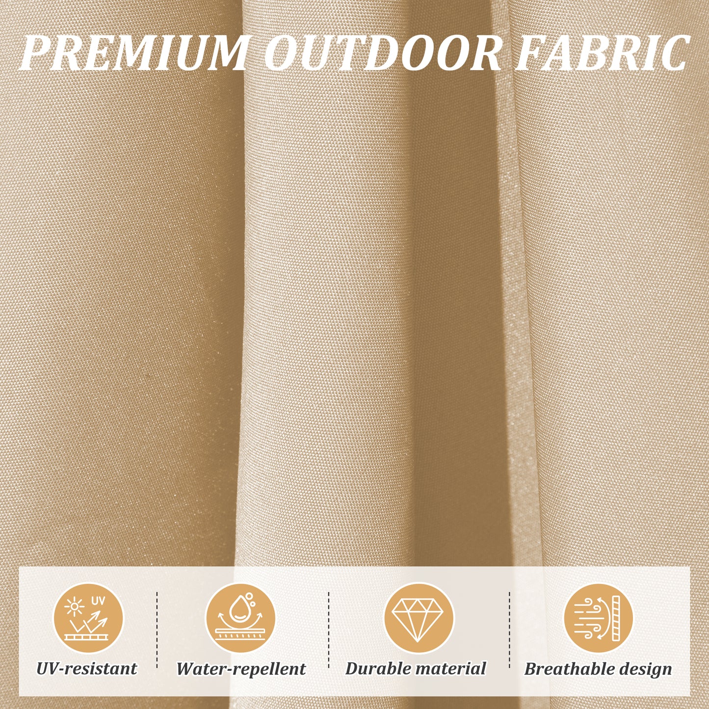 Round Cantilever Umbrella With Center Pole, Beige  Base Not Included