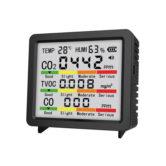 5 In 1 Monitor For CO2 TVOC CO Monitor With Temperature Humidity Sensor Portable Indoor Outdoor Gas Monitor For Home Office Car Black