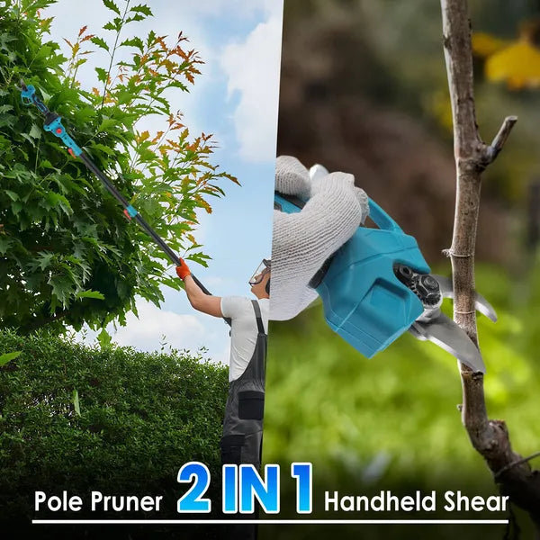2-In-1 Electric Pruning Shear With Extension Pole 21V 4.0Ah Batteries Powered Cordless Pruner Reach 13FT High 0.98in Cutting Diameter For Tree Trimming