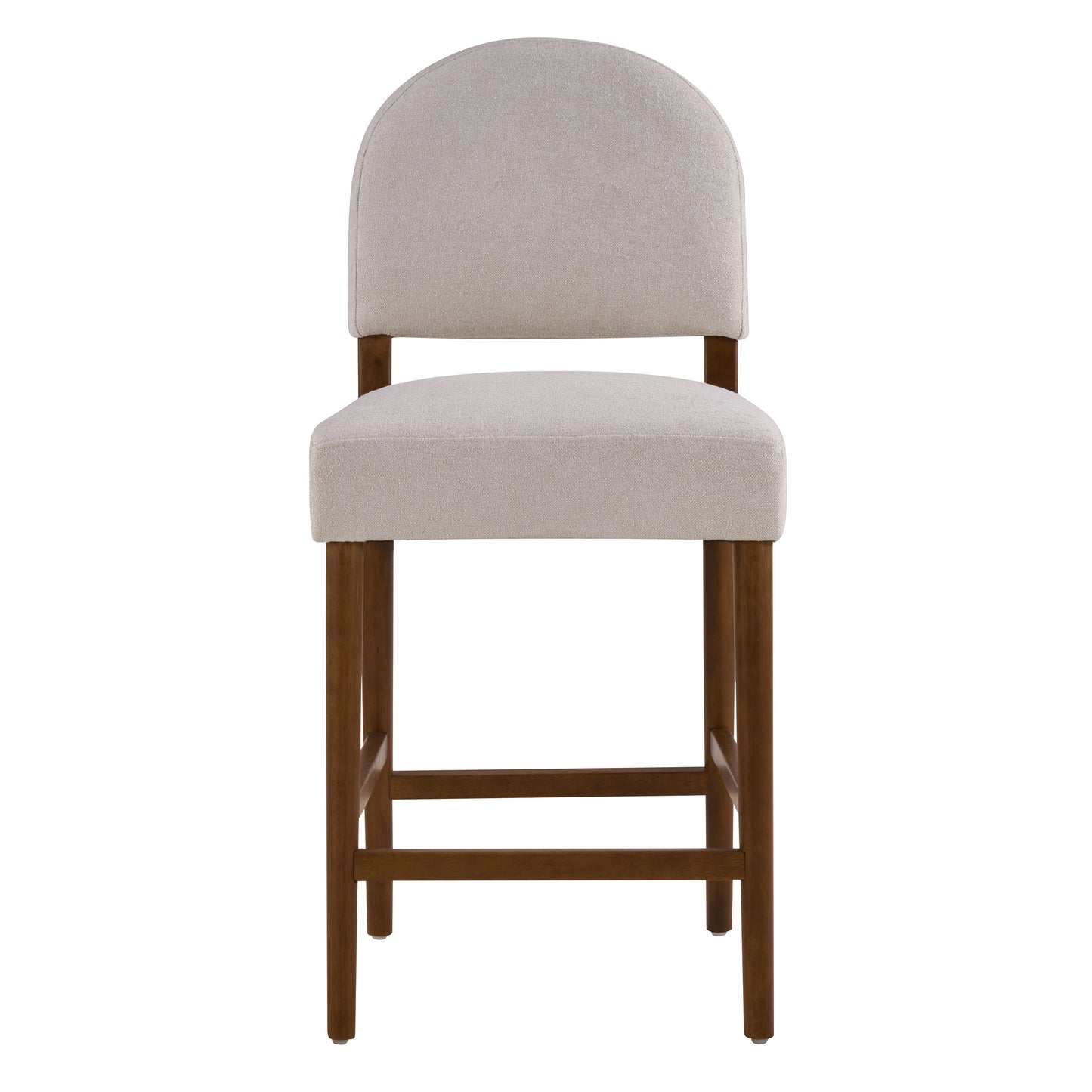 26 Seat Height Light Gray Fabric & Walnut Rubberwood Bar Stool, Adjustable Floor Leveler, Spacious Seat For Kitchen Island Light Gray,set Of 2
