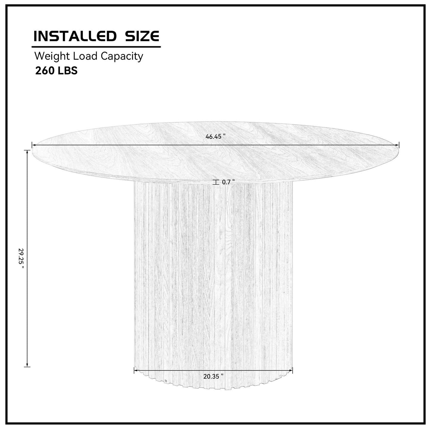 46.45 Inch MDF Dining Table For Dining Room Round Dinner Tables Mid-Century Modern Table BLACK