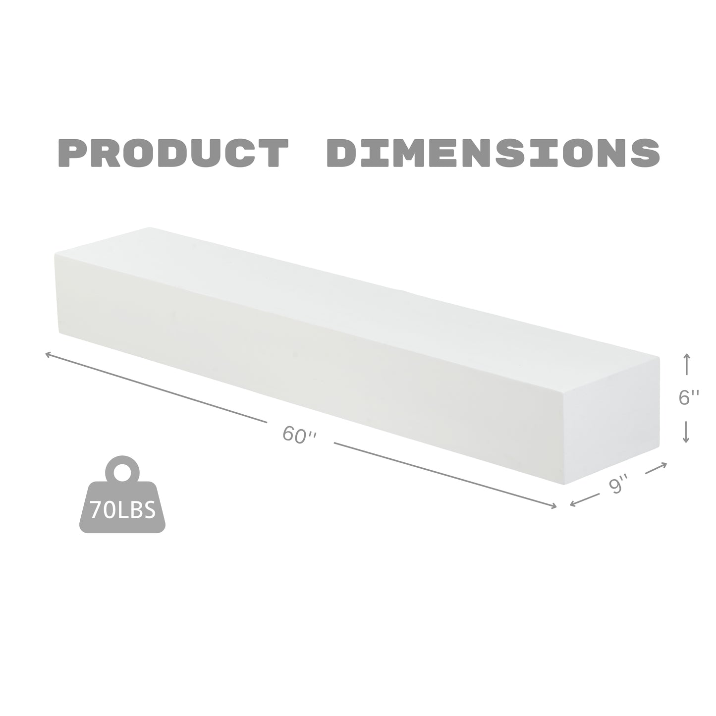 60   Paulownia Fireplace Mantel Solid Wood Wall-Mounted & Floating Shelf For Home Decor