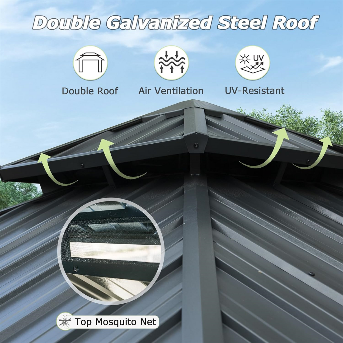 10  X 10  Hardtop Gazebo, Aluminum Metal Gazebo With Galvanized Steel Double Roof Canopy, Curtain And Netting, Permanent Gazebo Pavilion For Patio, Backyard, Deck, Lawn