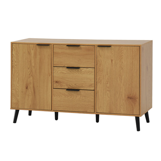 Sideboard Buffet Cabinet With Storage, Wood Coffee Bar Cabinet, 47.2  Kitchen Cabinet With 3 Drawers & 2 Doors, Kitchen Buffet Cabinet Cupboard Natural Wood Color