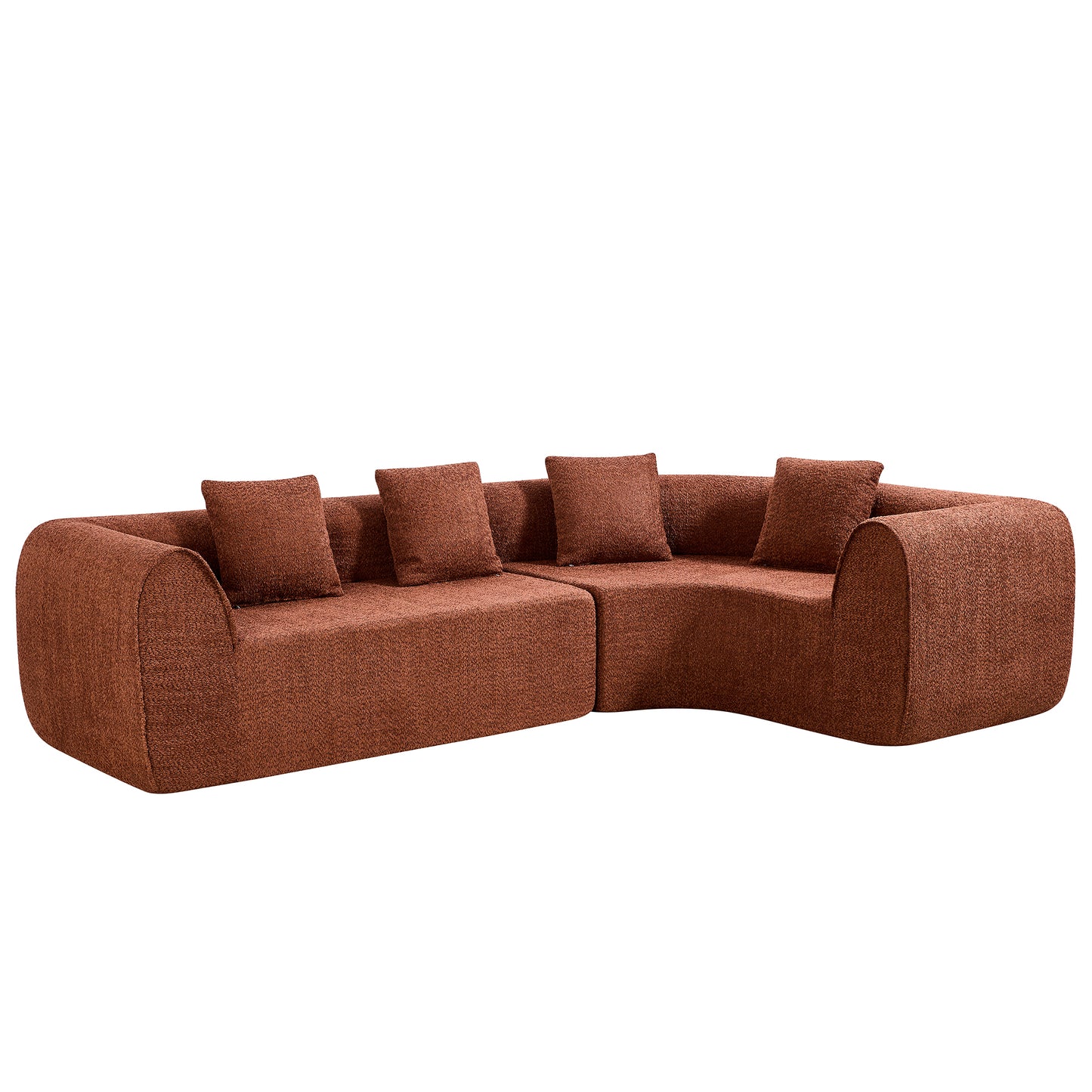 110  Modern Curved L-Shaped Modular Sectional Sofa With High-Density Fully Compressed Sponge, 2-Piece Set, Fully Assembled Right Hand Facing, Perfect For Living Room, Lounge