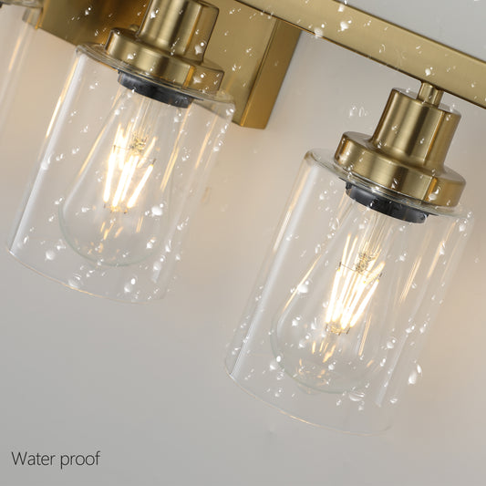 37  Golden 6-Light Vanity Light With Clear Glass Shades, Modern Iron Metal Bathroom Wall Fixture For Mirror, Ideal For Bathroom And Dressing Table -No Bulbs