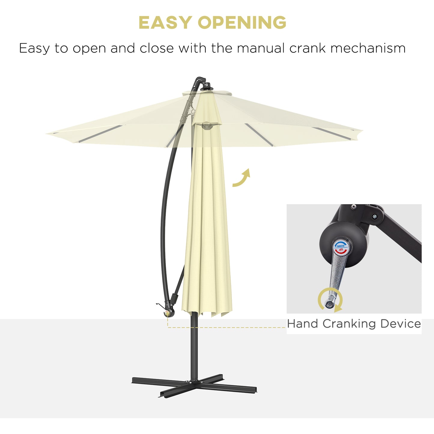 10 Cantilever Tilt Offset Patio Umbrella W UV & Water Safe Material & Cross Base Weight Not Included, Beige