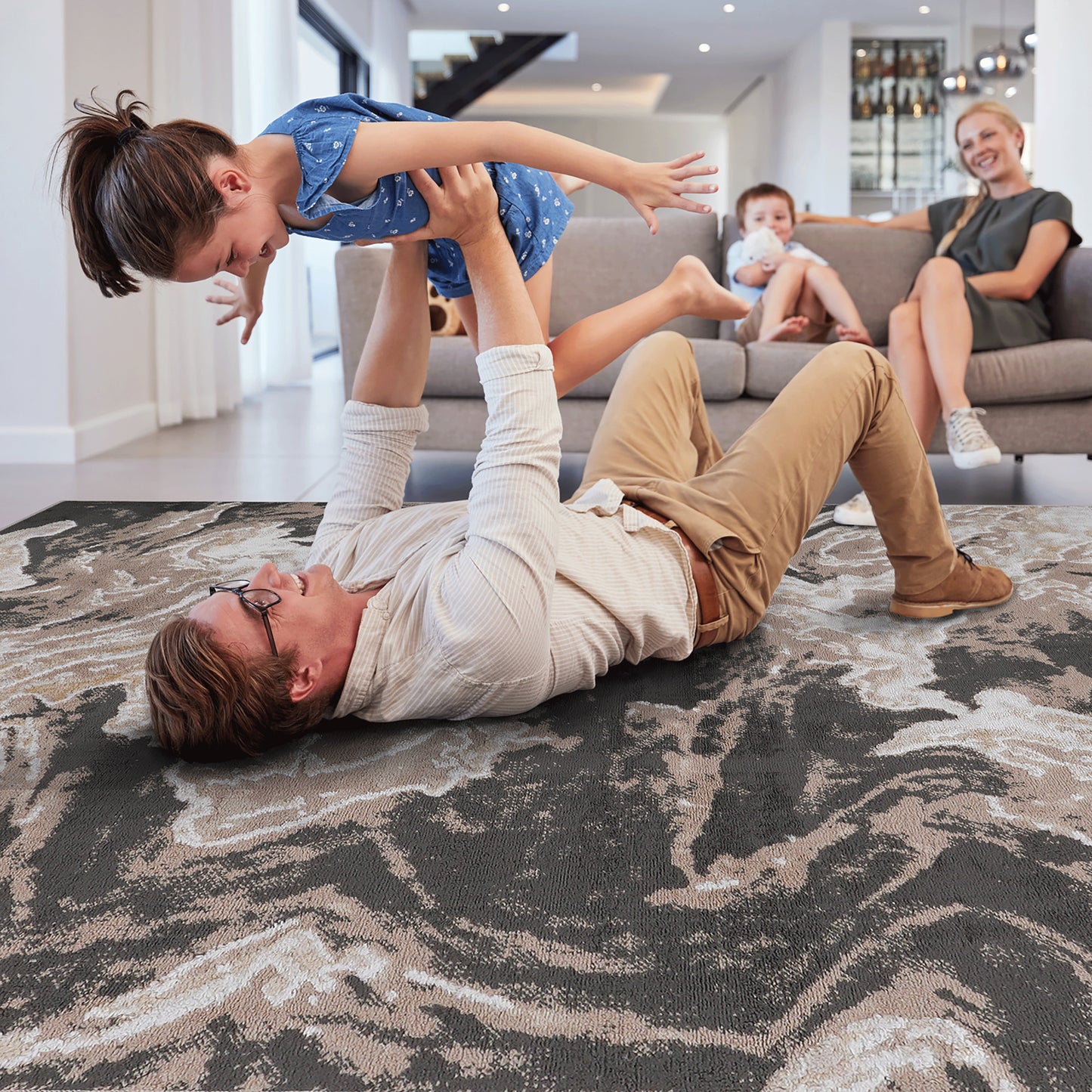 PAYAS  8X10 L.Brown  Abstract Area Rug