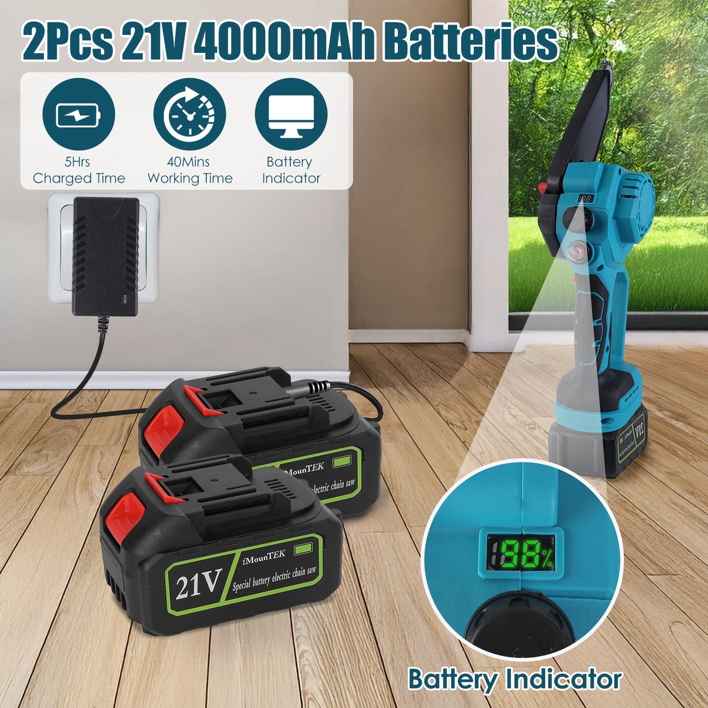 Cordless Pole Saw And Mini Chainsaw With Extension Pole 21V Battery 6IN Electric Brushless Pole Chainsaw With Digital Display Auto Oiler Safety Switch For Tree Trimming