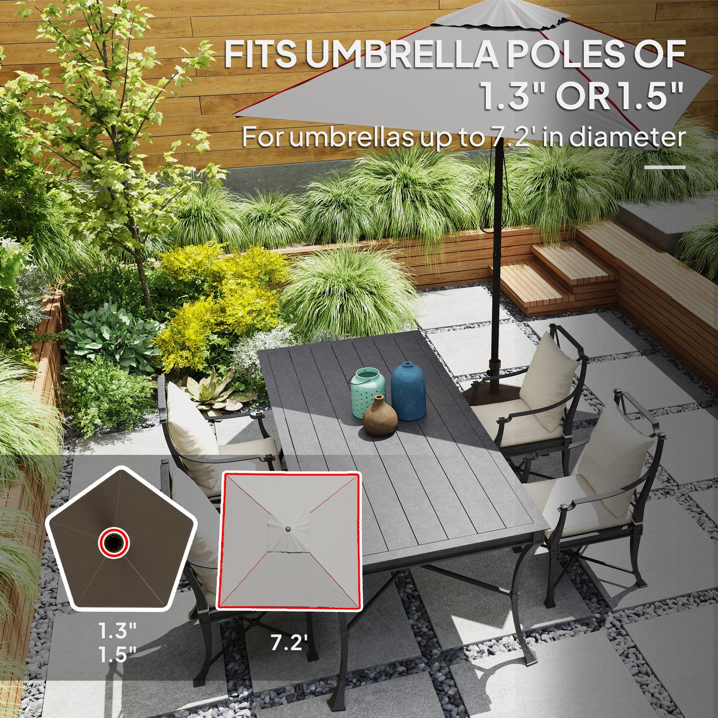 Patio Umbrella Base Holder, Heavy Duty Outdoor Umbrella Stand Base, Filled Up To 42lbs With Stand Or 33lbs With Water For Garden, Poolside, Brown