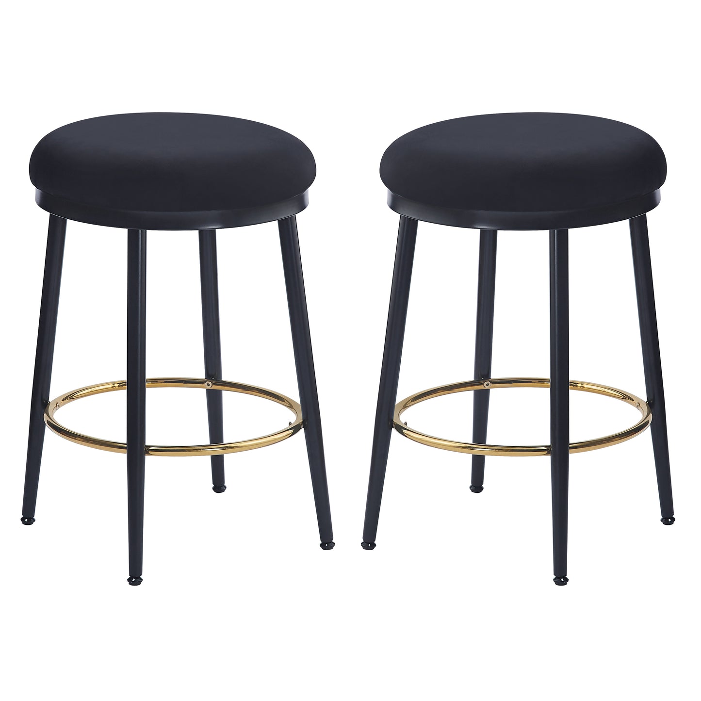 24.75 Modern Counter Stools Set Of 2,Black Counter Stools With Iron Frame,Sponge Cushion,Footrest,suitable For Kitchen Bedroom Dining Room