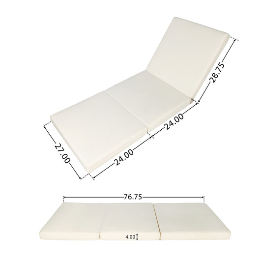 Lounge Chaise Set, Space Available On One Side, Acacia Solid Wood In Light Brown With Lounge Cushion  Cream & Triple Fold  -Matching Dark Grey Version Available