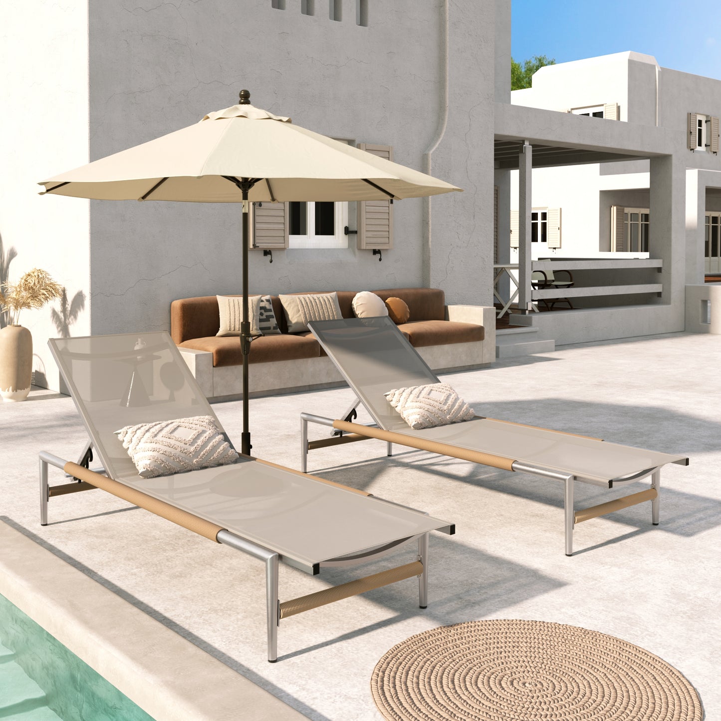 Hargrove Outdoor Patio Aluminum Chaise Lounge  Set Of 2