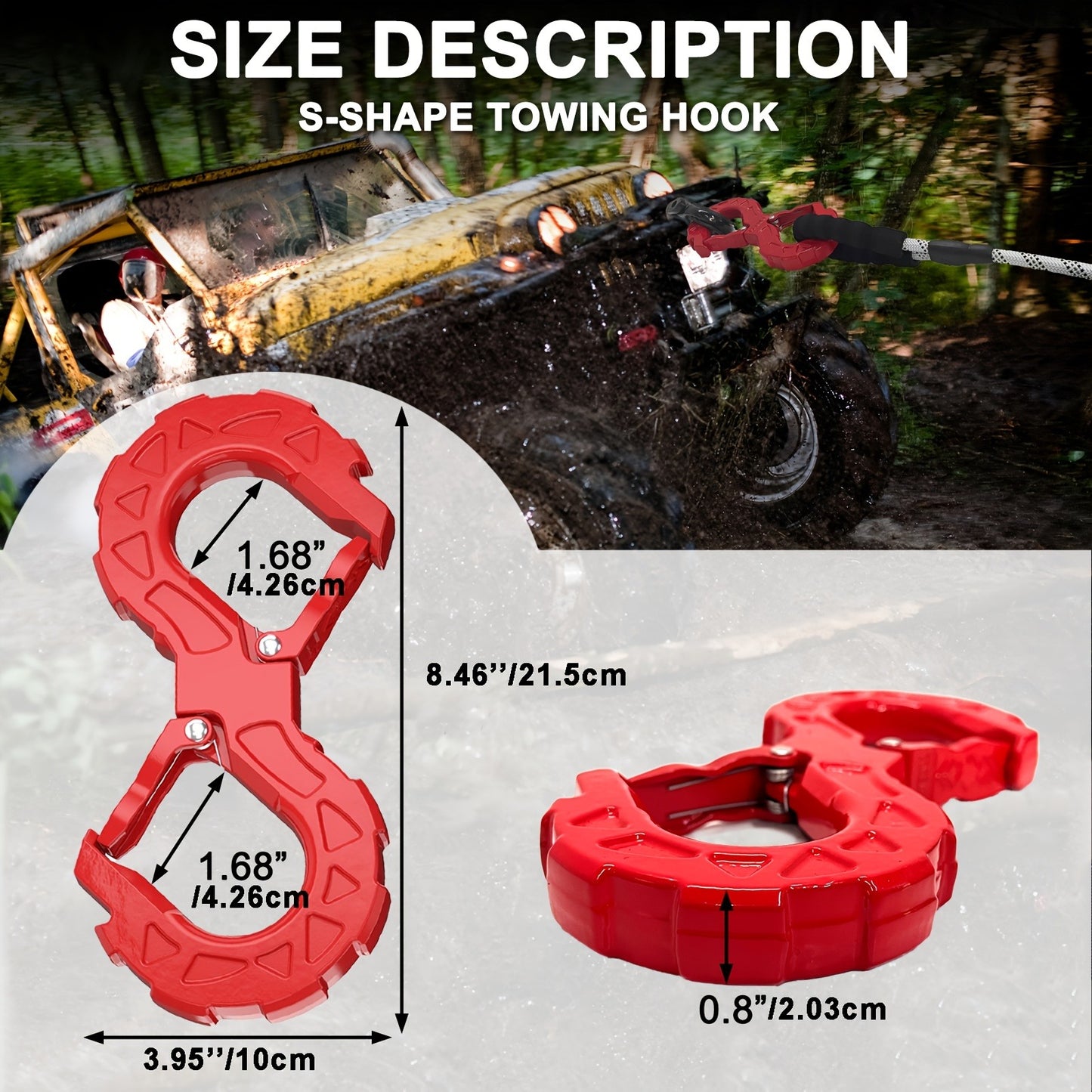 Multi Functional High-quality S-shaped Trailer Tow Hook, Heavy-duty G80 Alloy Steel, Towing Hook Load Capacity Of 33000 Pounds, Suitable For Off-road Rescue, Trucks, Trailers, SUVs And Other Vehicles,