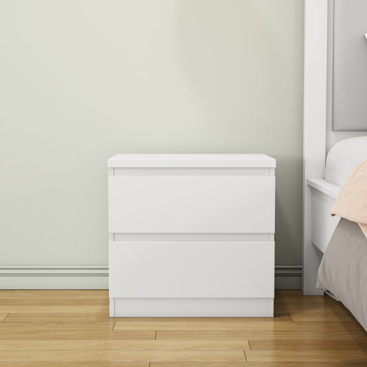 19.7-Inch White Nightstand With 2 Drawers, Beside Table With Drawers Handle Free Design,Thickened Top Plate,Small Side Table Storage Cabinet 2 Drawer Night Stand For Bedroom,Living Room