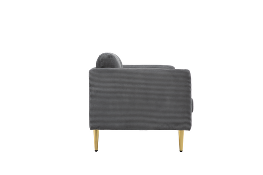 60.63   Wide Modern Corduroy Loveseat, Plush Upholstered Cushions, Solid Wood Frame, Compact Living Room And Apartment Furniture