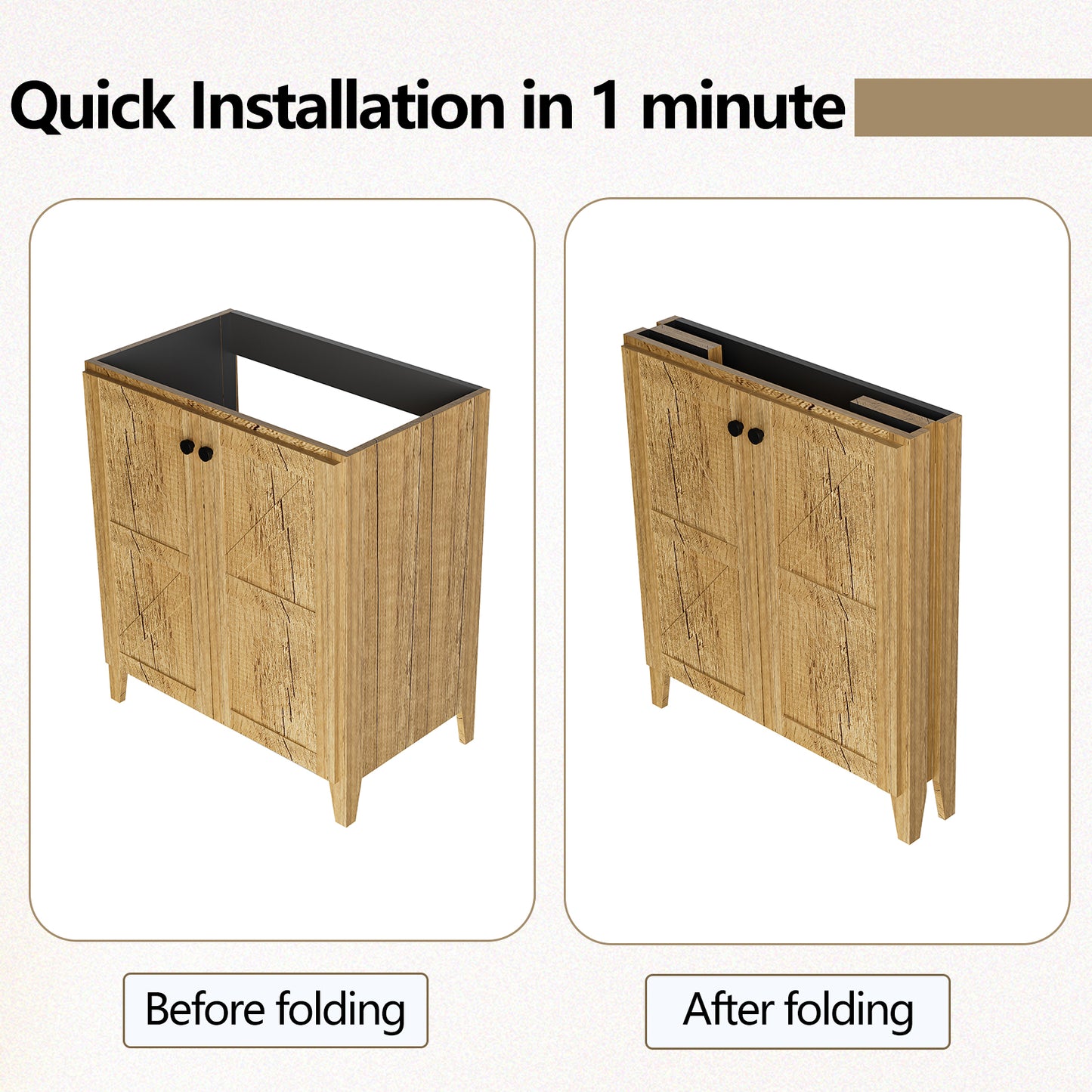 30inch Foldable Floor-standing Bathroom Cabinet Without Basin