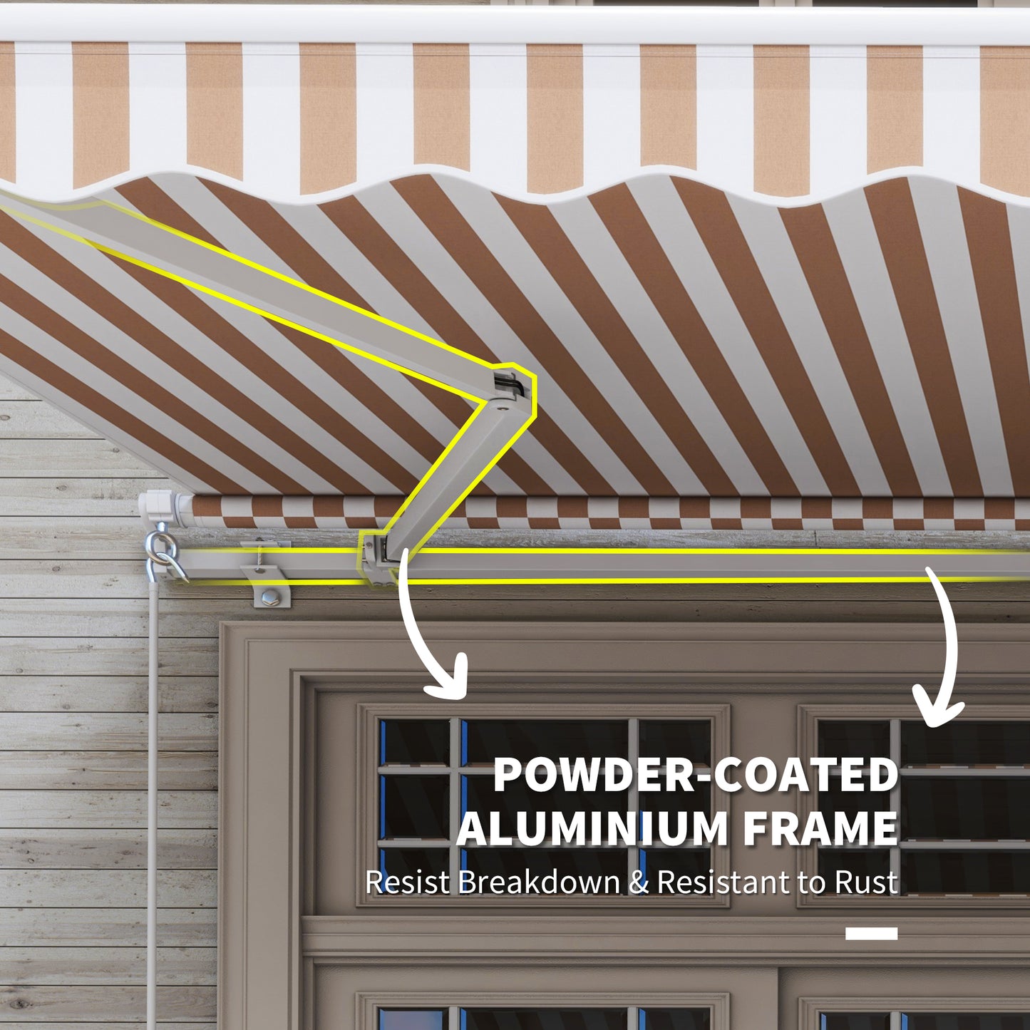 12' X 8' Retractable Awning Patio Awnings Sun Shade Shelter With Manual Crank Handle, 280g/m² UV & Water-Resistant Fabric And Aluminum Frame For Deck, Balcony, Yard, Beige