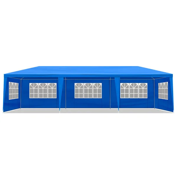 10'x30' Outdoor Party Tent With 8 Removable Sidewalls, Waterproof Canopy Patio Wedding Gazebo, Blue
