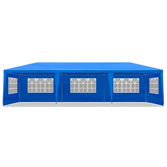 10'x30' Outdoor Party Tent With 8 Removable Sidewalls, Waterproof Canopy Patio Wedding Gazebo, Blue
