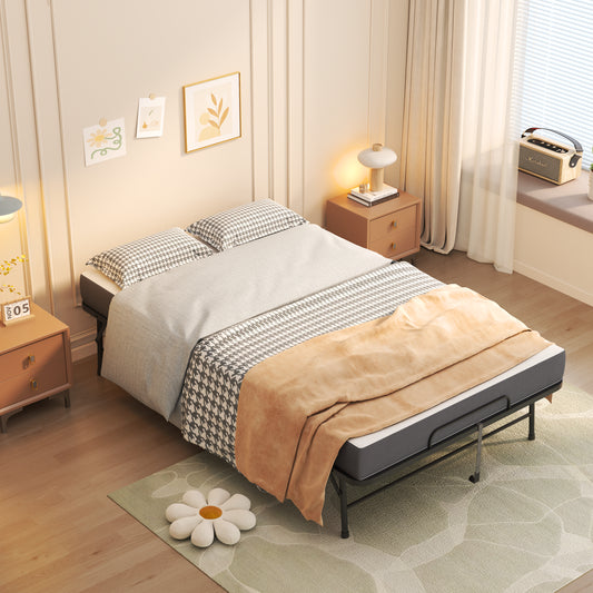 Large 75x46 Wide Folding Bed For Tall People, Extra Long & Wide Rollaway Bed With 5 Memory Foam, Heavy-Duty 450lbs Capacity Guest Bed, Spacious Portable Twin Cot