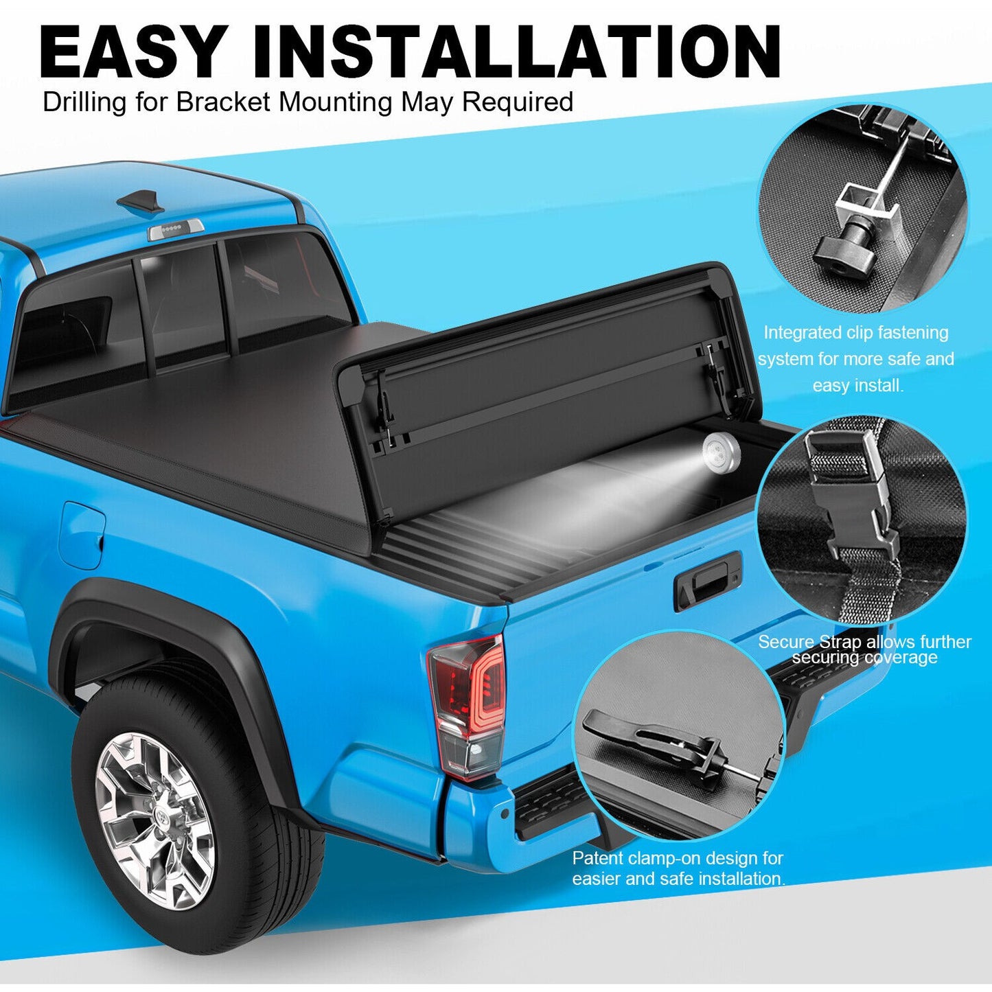 5Ft Tri-Fold Truck Tonneau Cover For 04-12 Chevy Colorado GMC Canyon 06-08 Isuzu--A86315-2020401M32209YS