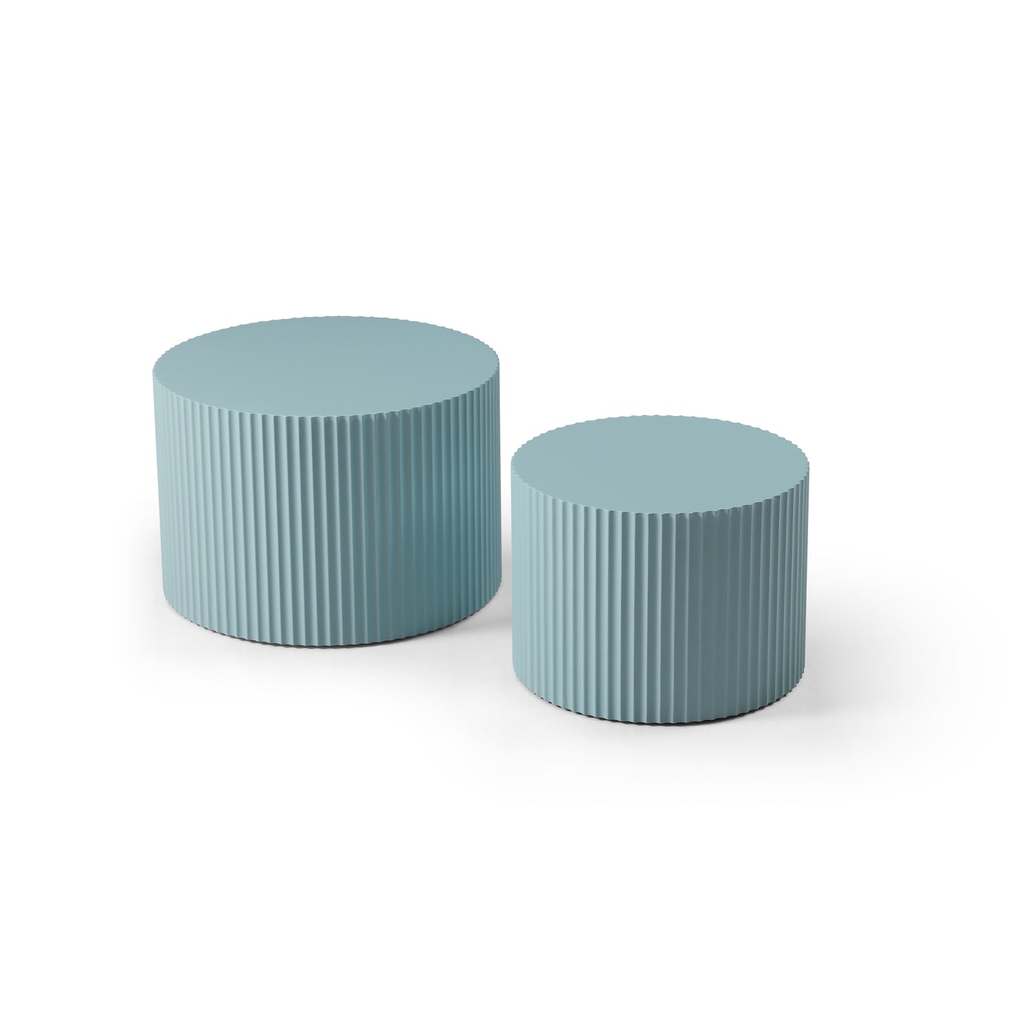 MDF Nesting Table Set Of 2,Handcraft Round Coffee Table For Living Room Leisure Area,  Blue
