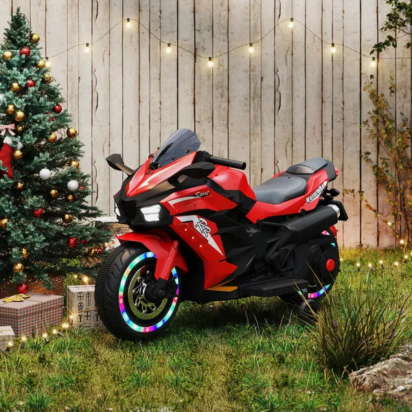 12V Electric Motorcycle For Kids, Powered Toy Motorcycle, Child Motorcycle Ride On With Light Wheels And Bluetooth Music Red - No Shipping On Weekends