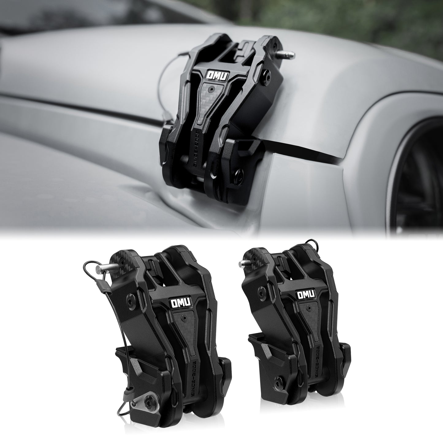 OMU Genesis Series Hood Latch Lock Catch Compatible With 2007-2017 Je-ep Wrangler JK JKU, Aluminum Adjustable Hood Latches For Reducing Hood Shaking, 2 Pcs