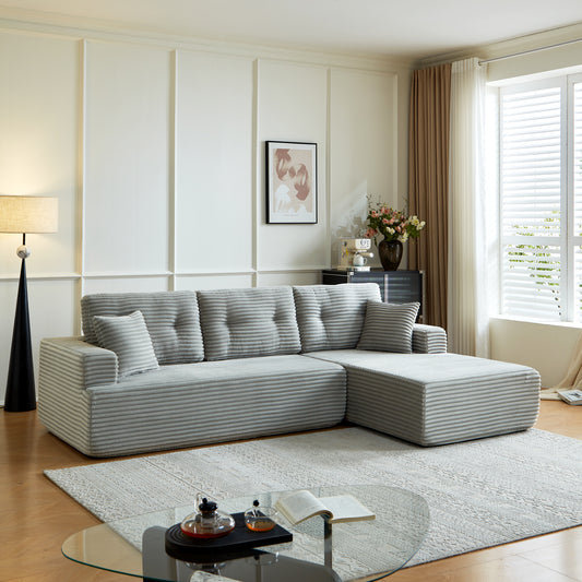 Left-Facing Chaise,L Shape Modular Sectional Sofa, Compressed Sectional Sofa Modern Minimalist Style Corduroy Couch,Unfold Into A Bed, Bedroom, Comfy Compressed Sofa