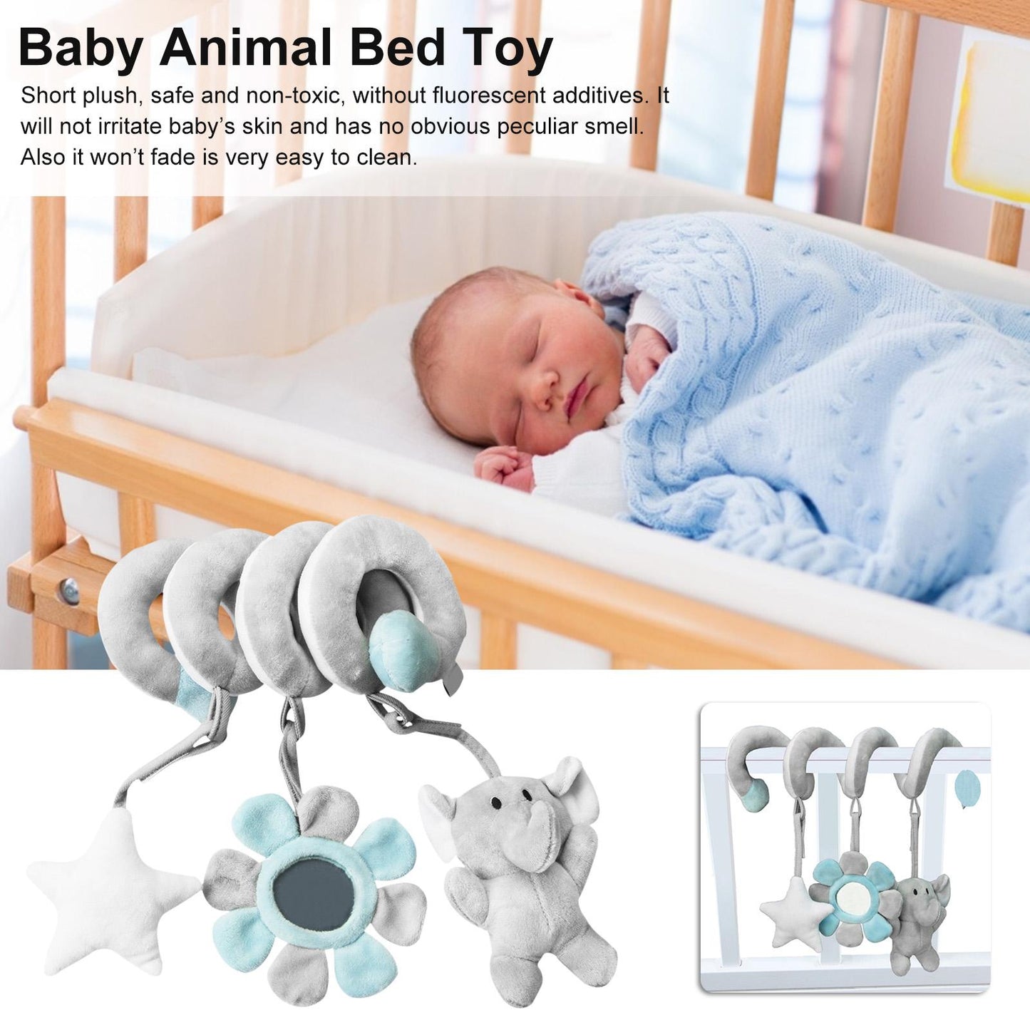 Baby Pram Crib Activity Spiral Plush Toys Infant Baby Stroller Toy Car Seat Hanging Toys Educational Plush Toys