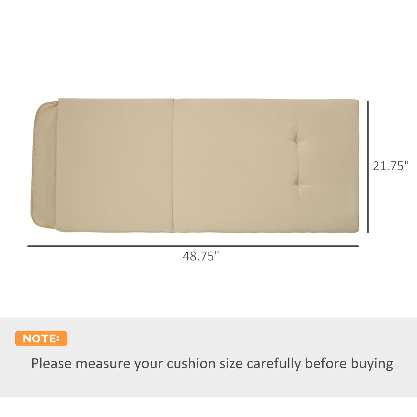 84A-052 Series Outdoor Porch Swing Cushions With Seat & Tufted Back, Backrest Ties, Set Of 2 Replacement Cushions For Patio Furniture, Beige