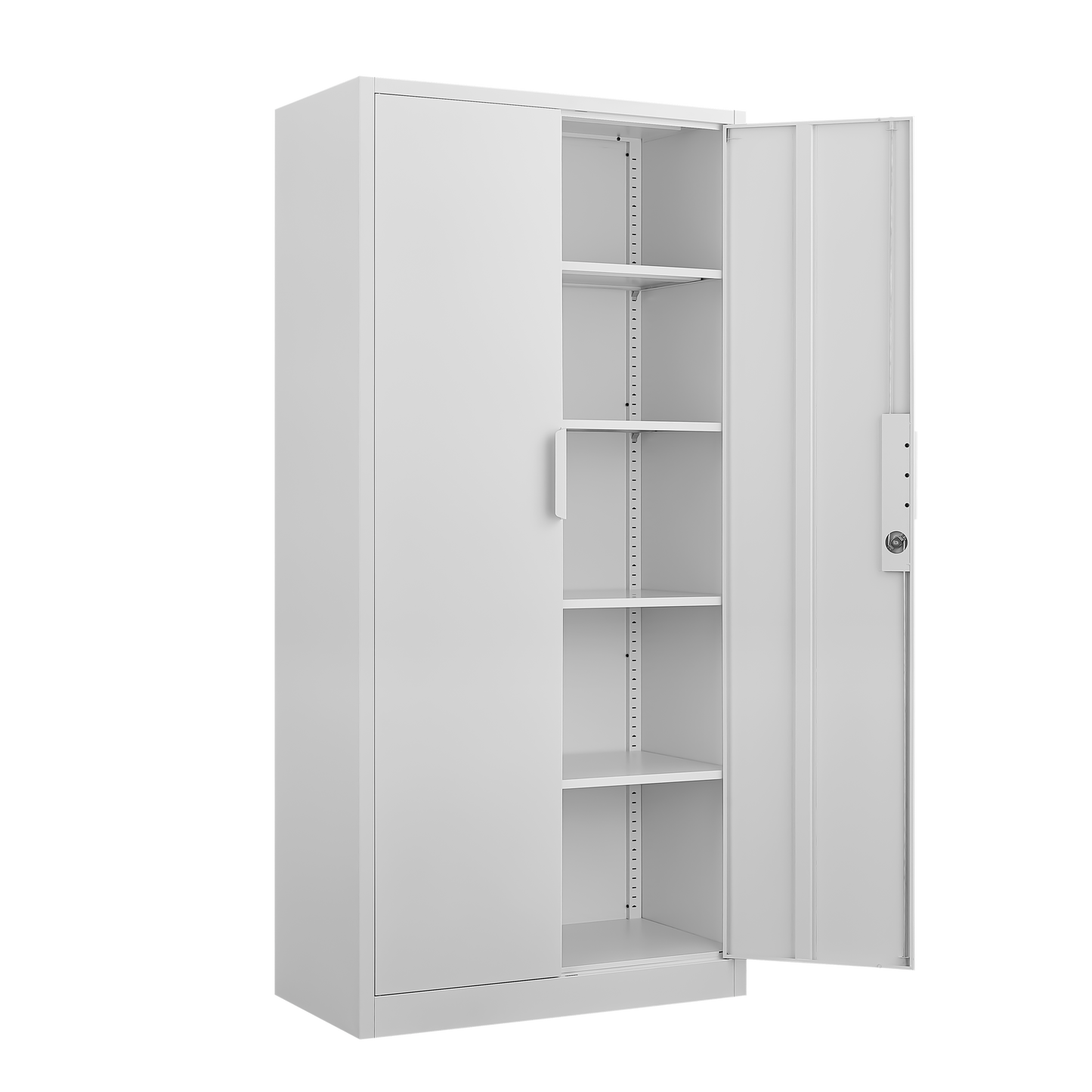 70-Inch 2-Door File Cabinet With Lock, 4 Adjustable Shelves, Heavy-Duty Steel Construction, For Commercial Office, Home Office, Legal Size & Letter File Storage, Organization Cabinet